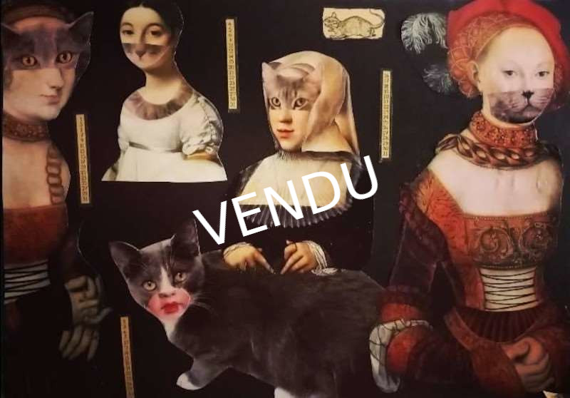 Shori-Artiste-Collagiste-cat-ladies-Vendu-ARTree-Ybackgalerie