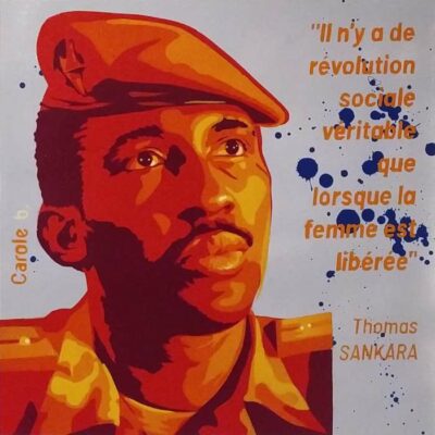 Thomas Sankara, le féministe, pochoir, peinture ac