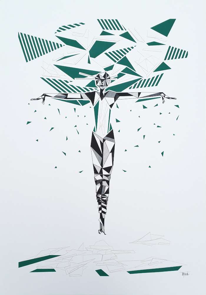 Oru-serigraff-gami-green--Street-Art-Stoul-Ybackgalerie-ARTree